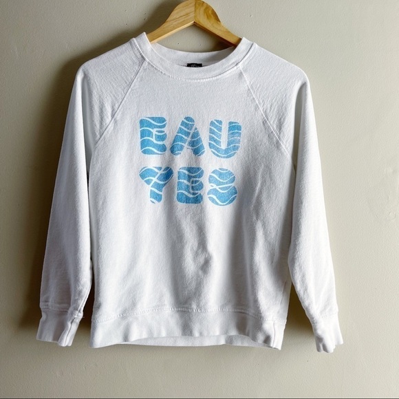 J.Crew x Charity: Water "Eau Yes" Crewneck Sweatshirt in‎ White, Size XS - Picture 2 of 12
